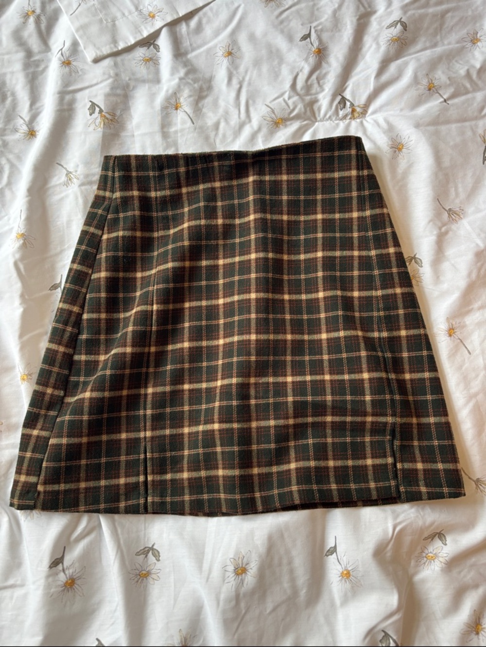 Brandy Melville Dark Green and Brown Plaid Mini Skirt